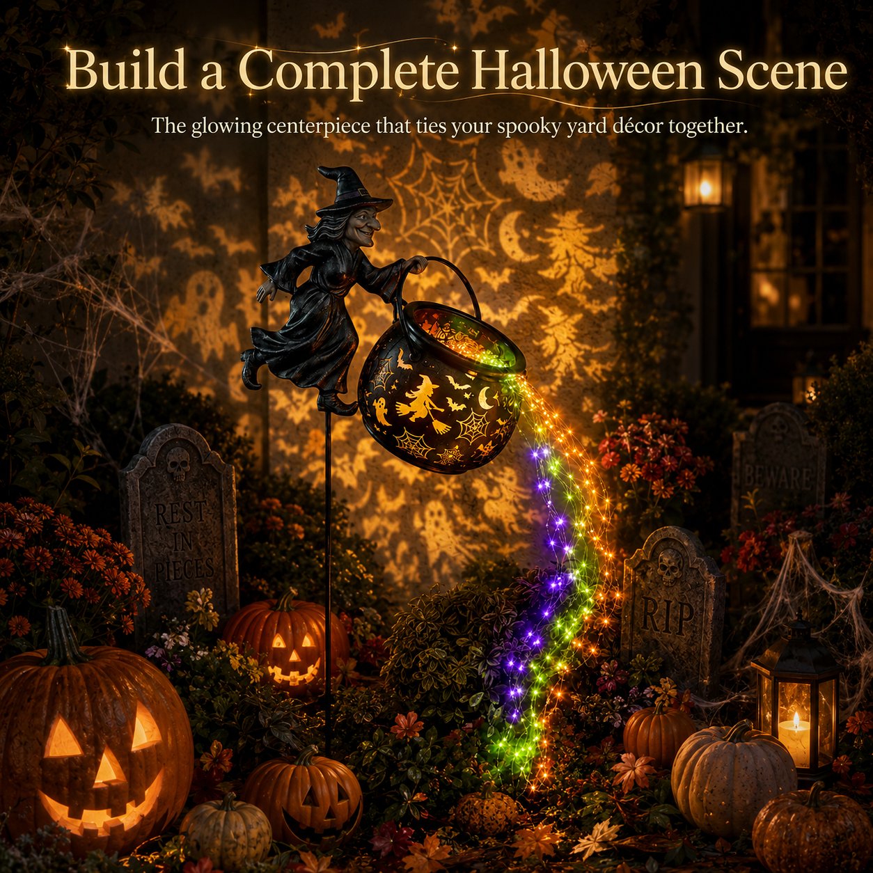 🌟2026 NEW HOT SALE 49% OFF🎃 Halloween Witch Cauldron Cascading Garden Light 🔮