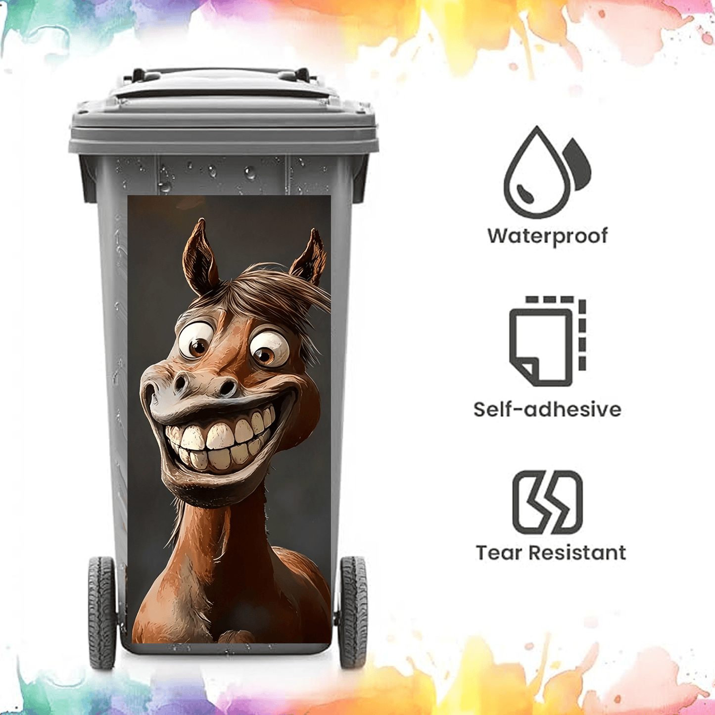 🔥 LAST DAY 50% OFF 🔥 🐴 Horse & Donkey Wheelie Bin Sticker – Waterproof Decal 🌾
