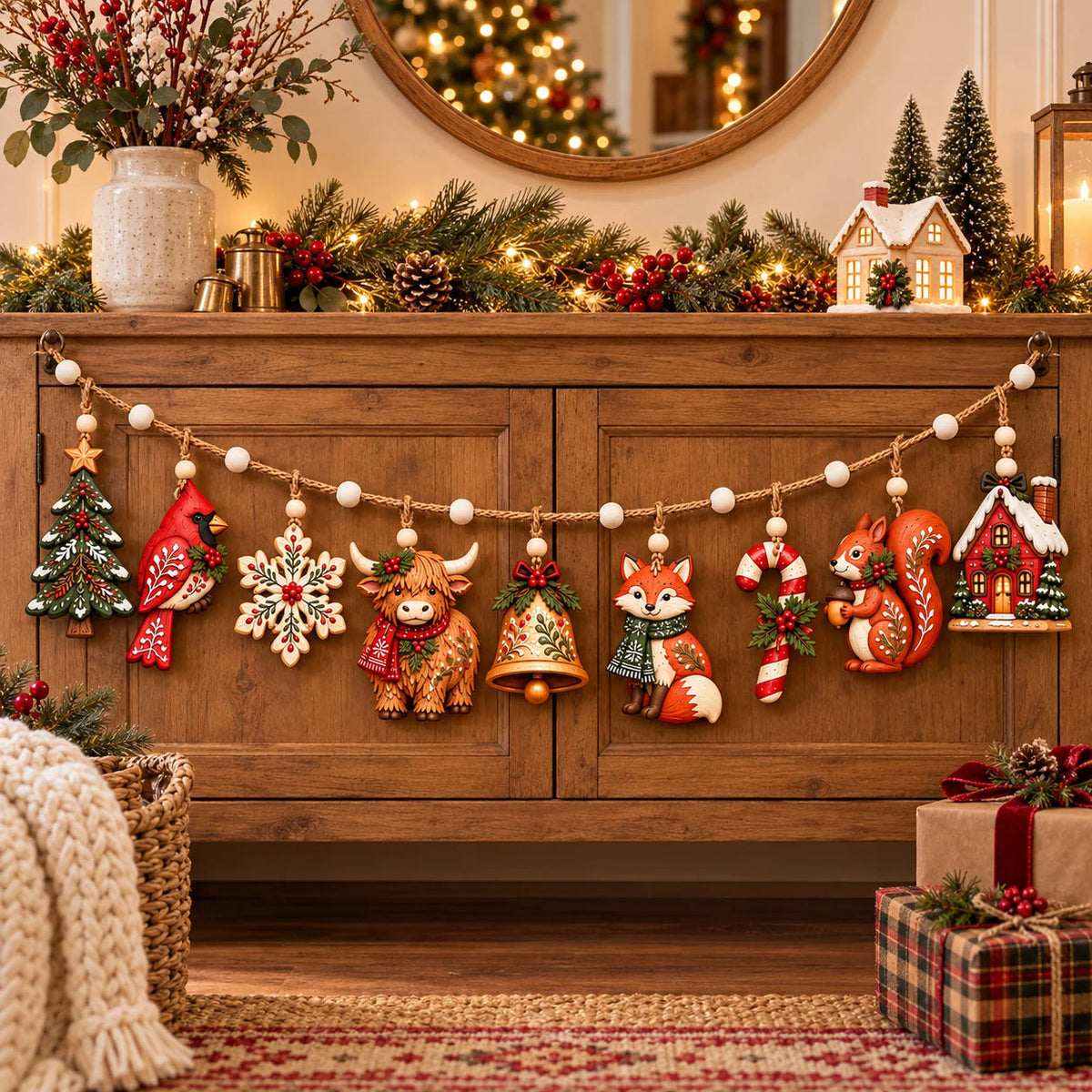 🦌 Lighted Woodland Christmas Garland