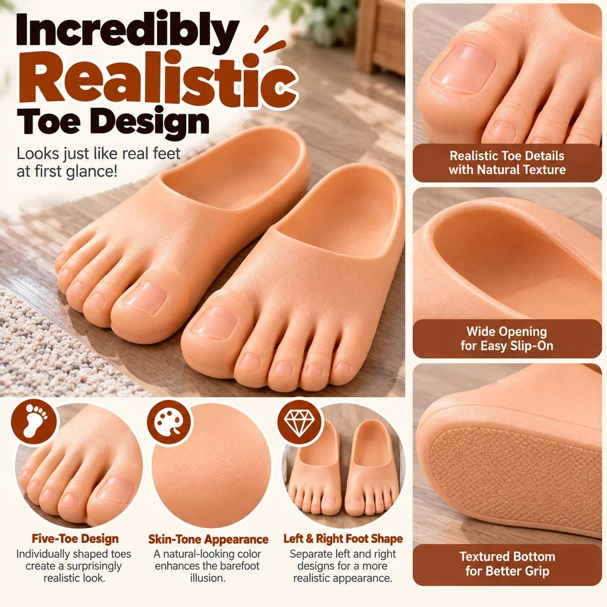 😂 50% OFF Realistic Giant Toe Slippers – The Funniest Gift Ever!