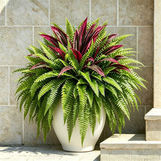 💥Summer Special🔥 UV-Resistant Artificial Fern & Red Dracaena Decorative Plants – Full, Lush & Fade-Resistant!