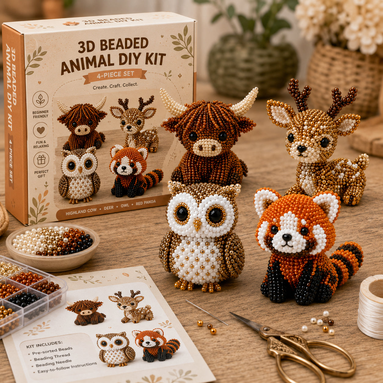 🧵🐦 3D Beaded Animal DIY Kit | Perfect Gift for Craft & Animal Lovers ✨