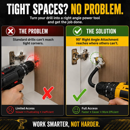 🎁HOT DEAL – Up to 49% OFF🔥🔧 Flexible 90° Right Angle Drill Attachment – Tight Space Driver Adapter
