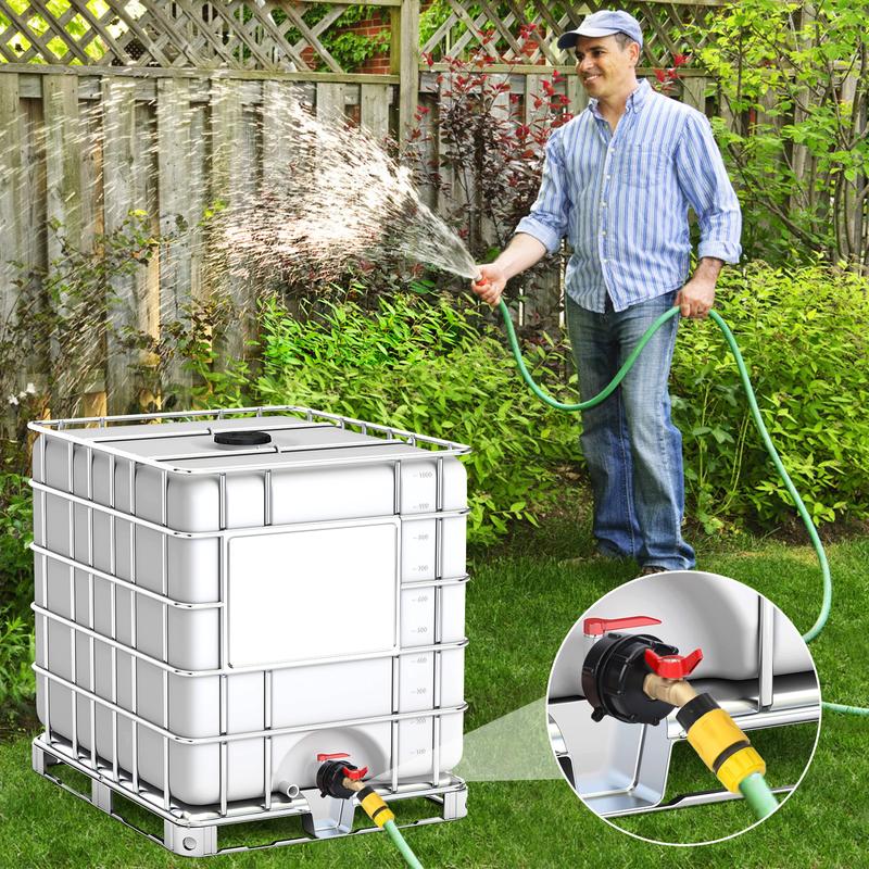 IBC Tote Adapter Kit with Brass Shut-Off Valve for Garden Hose