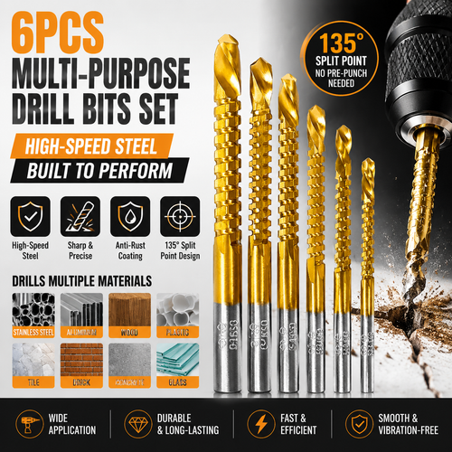 ⚙️ High-Speed Steel Drill Bit Set | 6-Piece Precision Drilling Kit