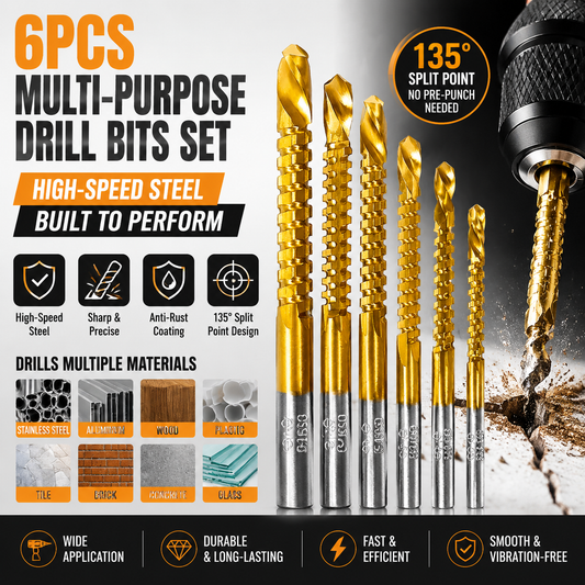 ⚙️ High-Speed Steel Drill Bit Set | 6-Piece Precision Drilling Kit