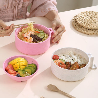 🍜 Microwavable Wheat Straw Ramen Bowl Set With Utensils 🥢