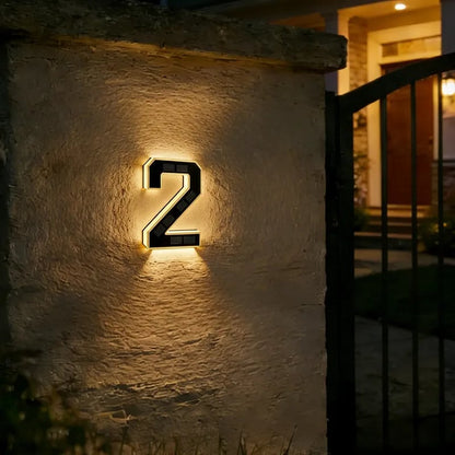 💡 Modern Solar Backlit Illuminated House Numbers | Wireless Dusk-to-Dawn Address Plaque 🏡