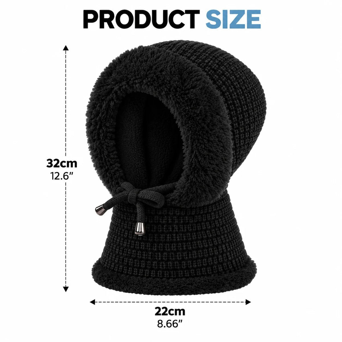 ❄️ 3-in-1 Winter Beanie – Plush Hat, Face Cover & Neck Warmer 🧣