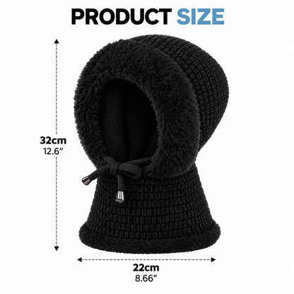 ❄️ 3-in-1 Winter Beanie – Plush Hat, Face Cover & Neck Warmer 🧣