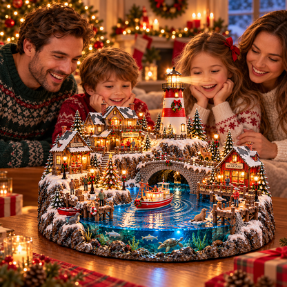 🌊 50%+ OFF Harborlight Christmas™ – Lighted Coastal Village with Lighthouse & Underwater Scene 🎄
