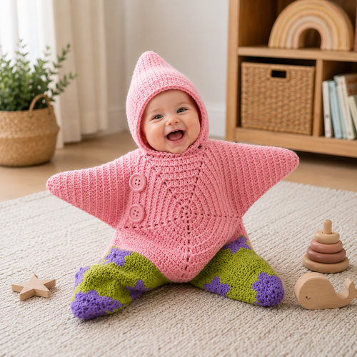 👶Turn Your Little One Into the Cutest Starfish Ever! – Handmade Baby Outfit🥹