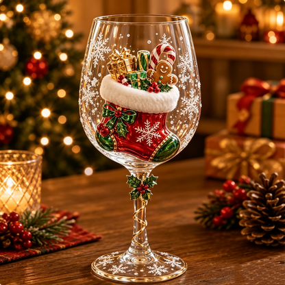 🎅🥂Christmas 3D Wine Glass Collection Gift Box Set