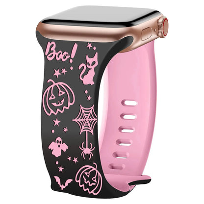 🎃 Halloween Engraved Silicone Watch Band with Butterfly Buckle 👻