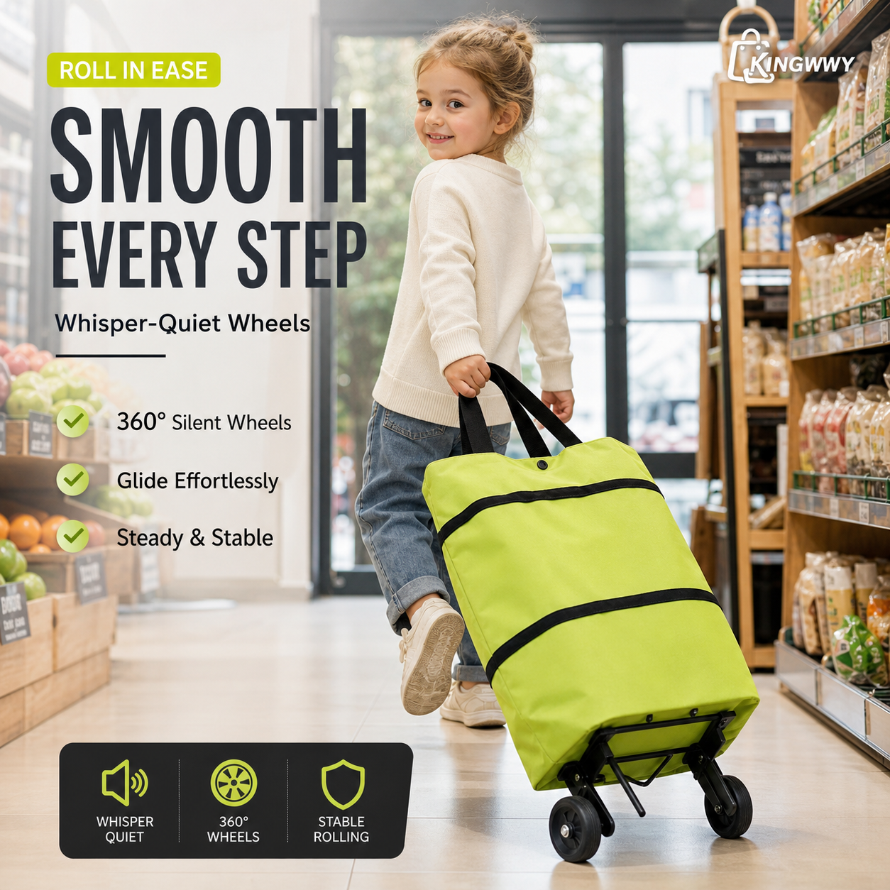 🛒 Foldable 2-in-1 Shopping Cart Bag with Wheels 🛍️