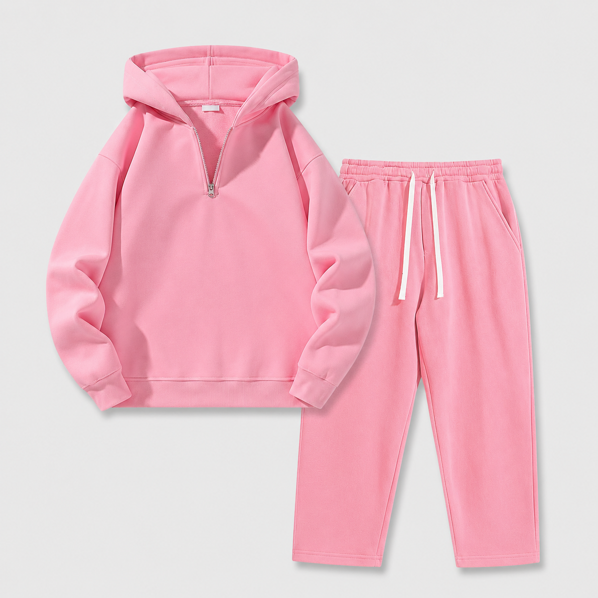 🧥 2-Piece Half-Zip Knit Hoodie & Straight-Leg Sweatpants Lounge Set 👖