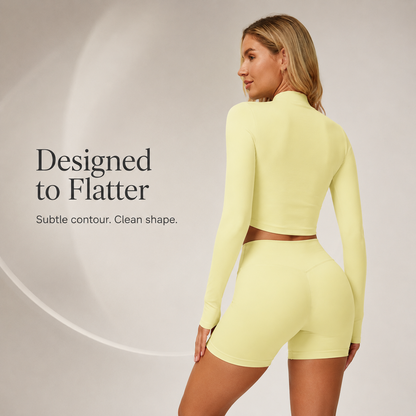 🏋️ Women's 3-Piece Compression Activewear Set – Zip Jacket, Bra & Crossover Shorts ✨