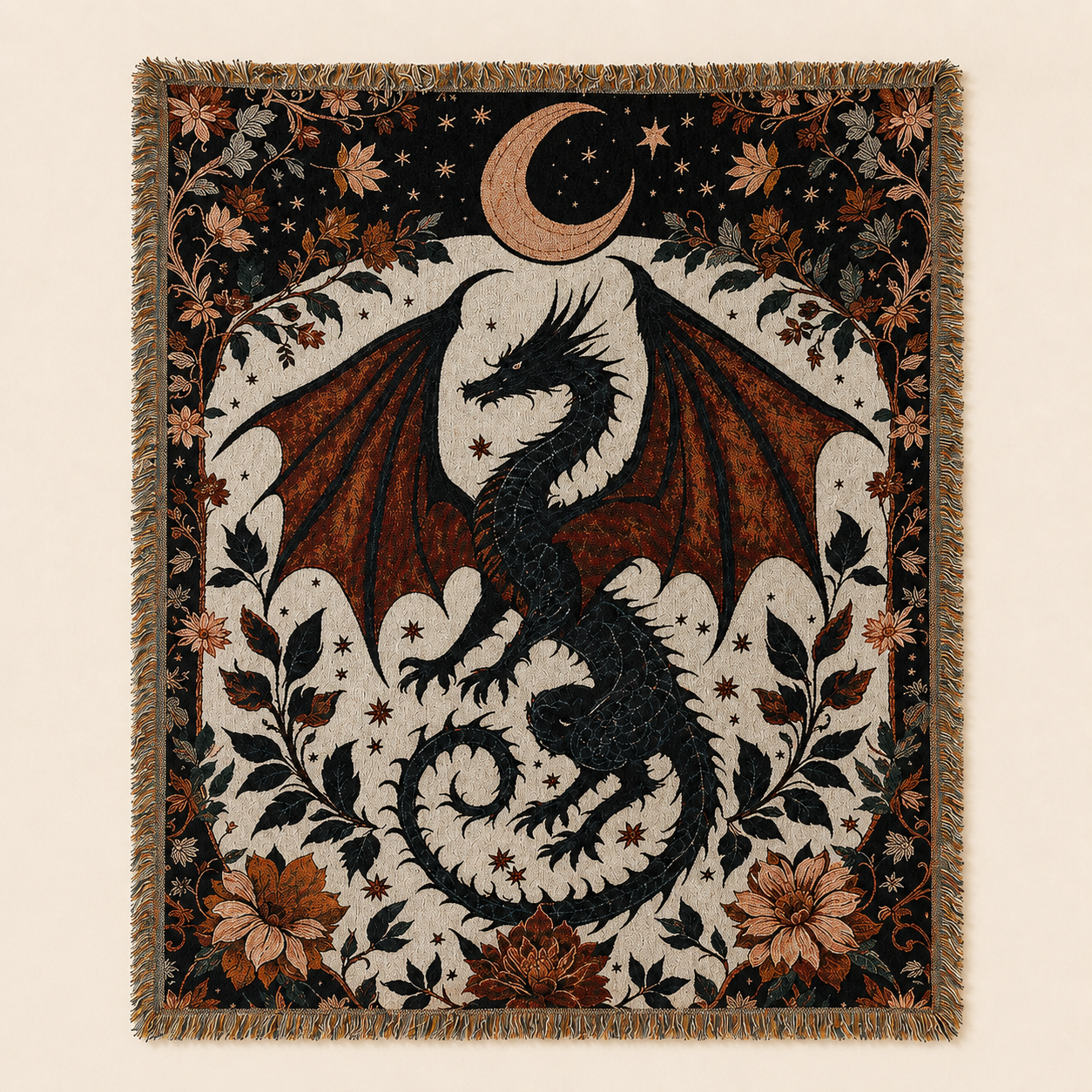 🌞 Boho Sun & Moon Celestial Patchwork Woven Blanket with Tassels 🌙
