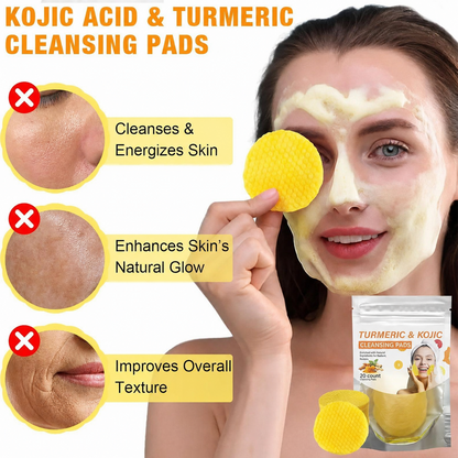 💸 SAVE BIG 💸  Natural Turmeric & Kojic Acid Exfoliating Cleansing Pads for Dark Spots | 20 Pads 🧼