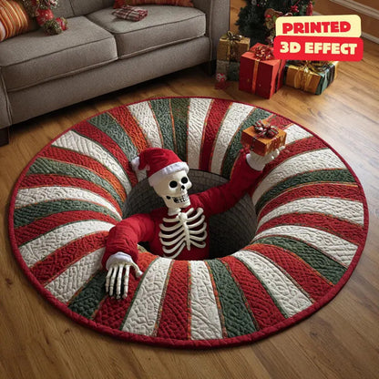 💀Halloween 3D Bottomless Illusion Rug Skeleton Pit Non-Slip Crystal Velvet Mat 🎃