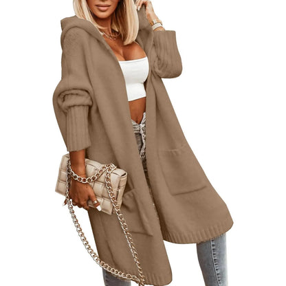 🧥 Women's Oversized Hooded Longline Knit Cardigan with Pockets 🧶