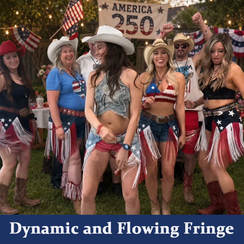 🔥LAST DAY 49% OFF - USA 250th Anniversary Patriotic Denim Fringe Belt