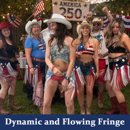 🔥LAST DAY 49% OFF - USA 250th Anniversary Patriotic Denim Fringe Belt