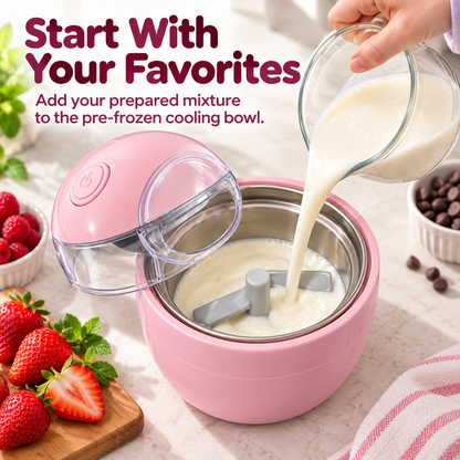 🍨 Portable Pink Mini Ice Cream Maker Cup - DIY Frozen Dessert 🍓