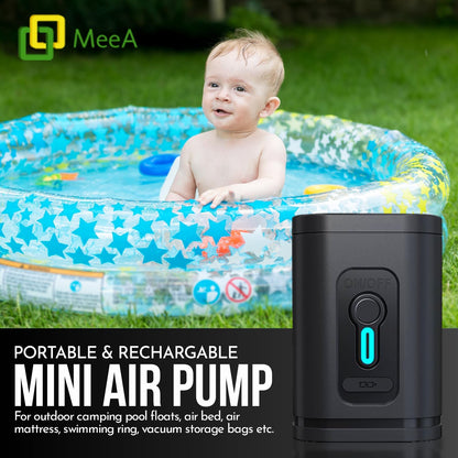 Portable mini air pump, rechargeable, comes with a storage bag and a 6-foot charging cable