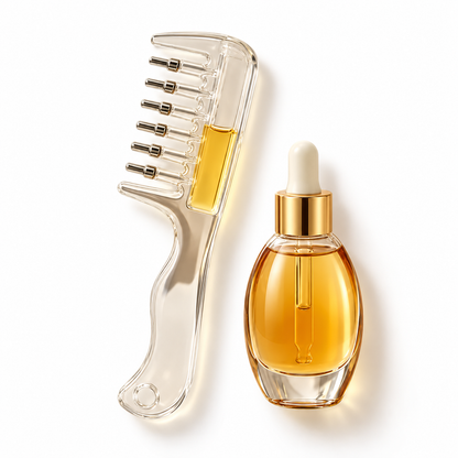 💧 2-in-1 Scalp Serum Applicator Comb – Refillable Root Applicator with Roller Massage