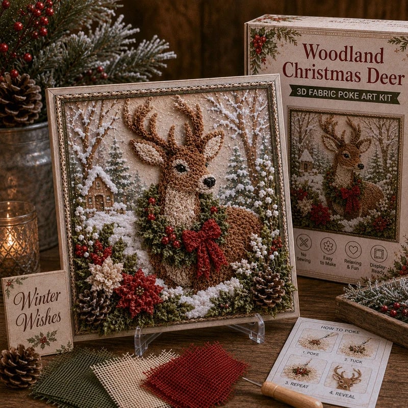 🎄3D Christmas Fabric Poke Art Kit – DIY Holiday Craft for Adults & Beginners