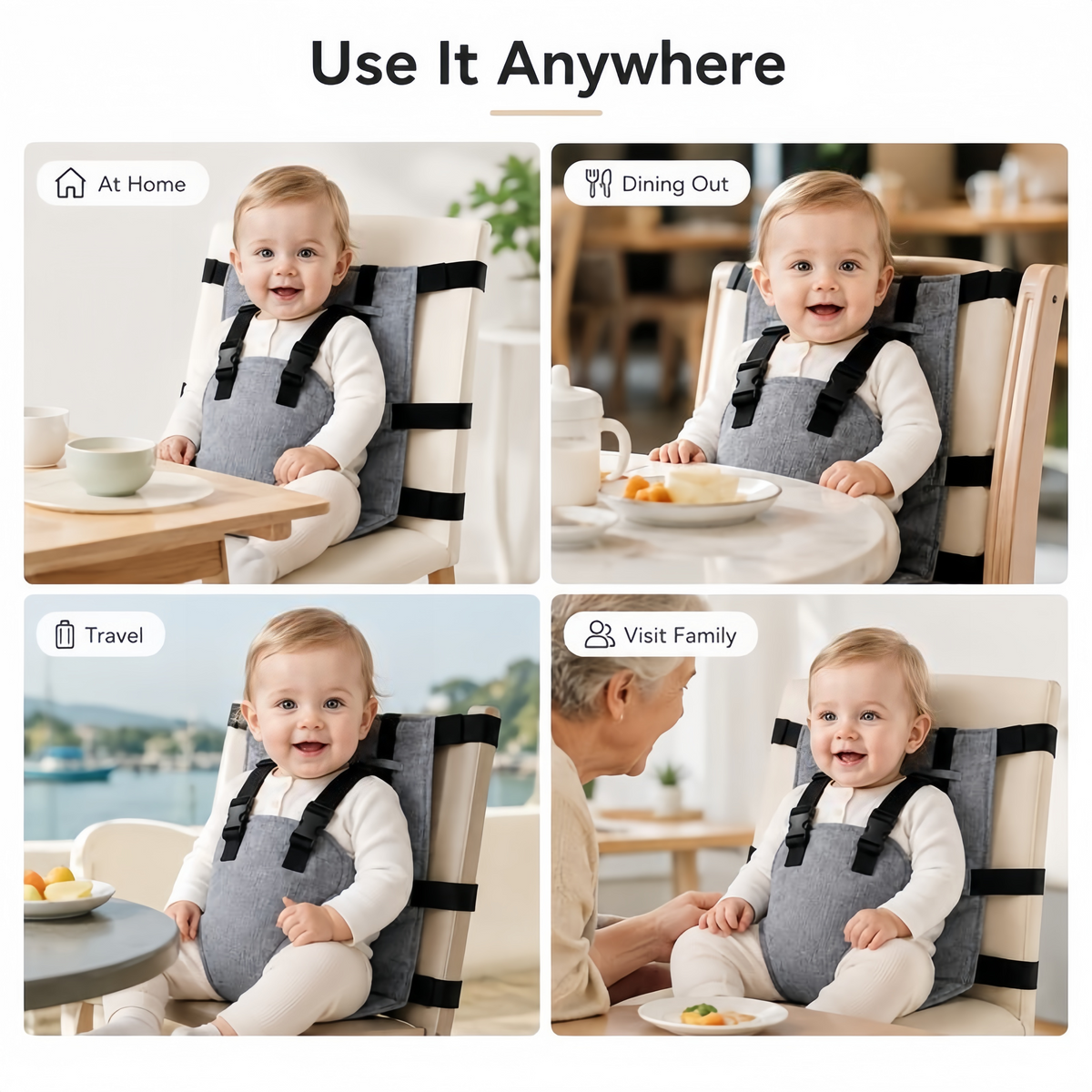 👶 Portable Travel High Chair Harness – Compact Booster Seat 🍽️