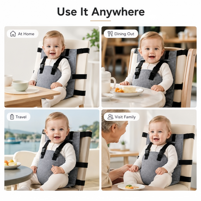 👶 Portable Travel High Chair Harness – Compact Booster Seat 🍽️