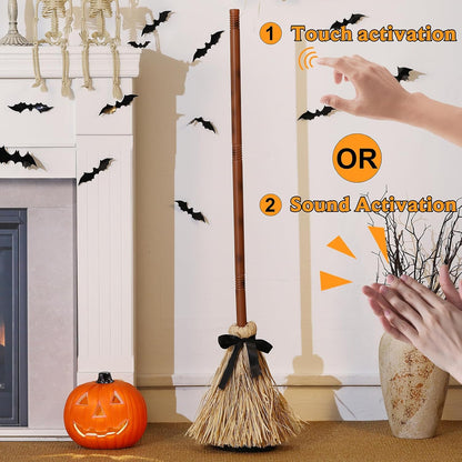 💥Halloween Sale 50% OFF🧙‍♀️Magic Floating Witch Broom™ 🧹 | Animated Sound-Activated Halloween Prop 🎃