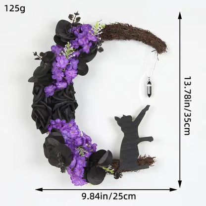 🔥Last Day 49% OFF - 🐈‍⬛🌙Handmade Halloween Cat Wreath