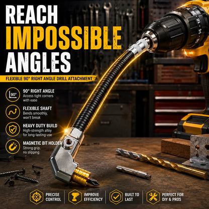 🎁HOT DEAL – Up to 49% OFF🔥🔧 Flexible 90° Right Angle Drill Attachment – Tight Space Driver Adapter