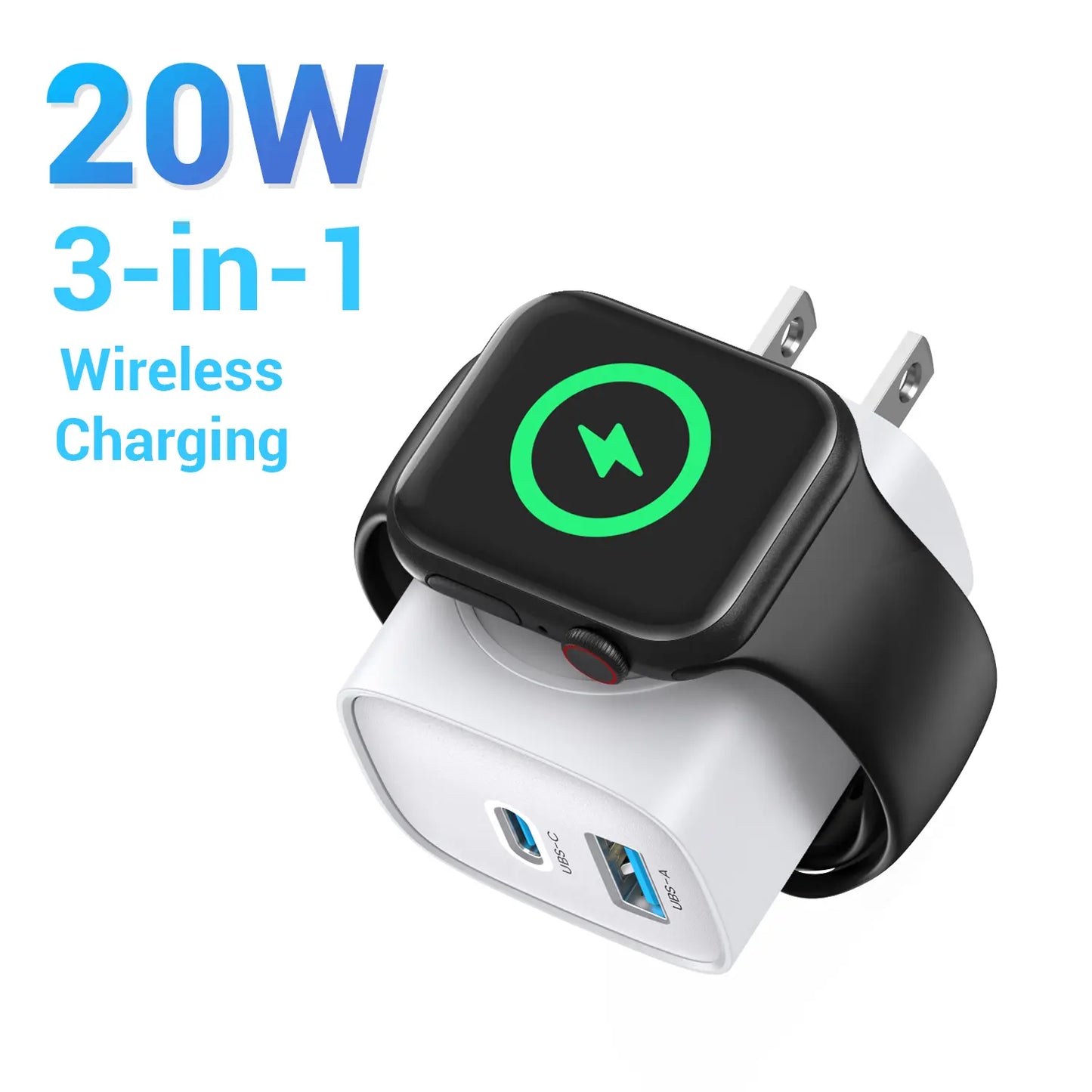🔥Last Day 55% OFF - 3-in-1 20W USB-C Fast Charger with Magnetic Apple Watch Dock & Cable