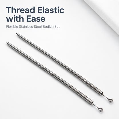 25cm Spring Loop Threader, Flexible Stainless Steel Drawstring Threader Tool,Bendable Multi-Purpose Cord Threading Tool for Eyelets, Elastic and Lace