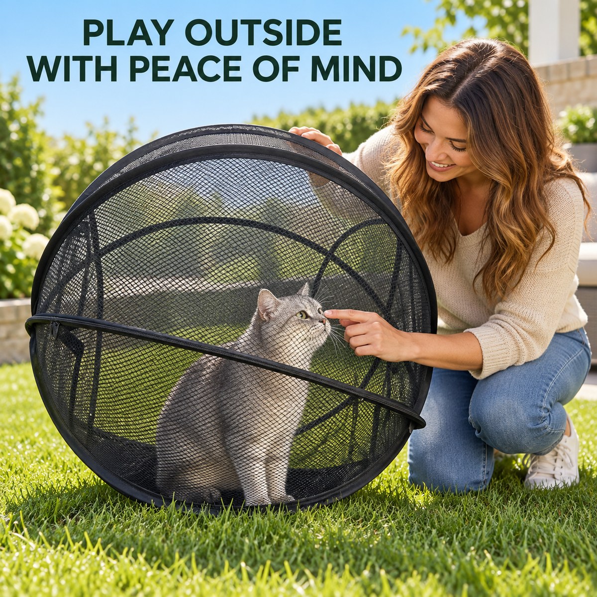 🐱 Pop Up Cat Playpen - Portable Breathable Mesh Outdoor Enclosure Tent 🌿