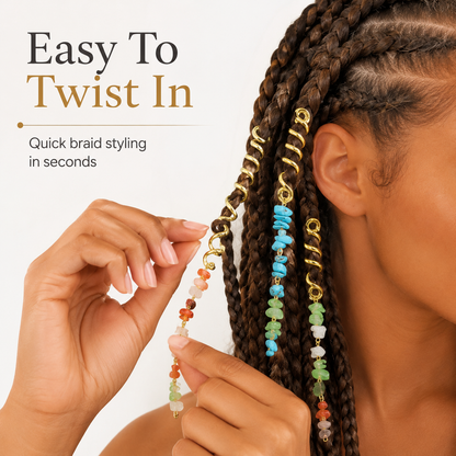 European and American-style bold braided hair ties with unique natural stone pendants