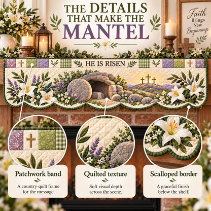 ✝️ 50% OFF Easter Faith Mantel Scarf – Christian Patchwork Fireplace Décor 🌷