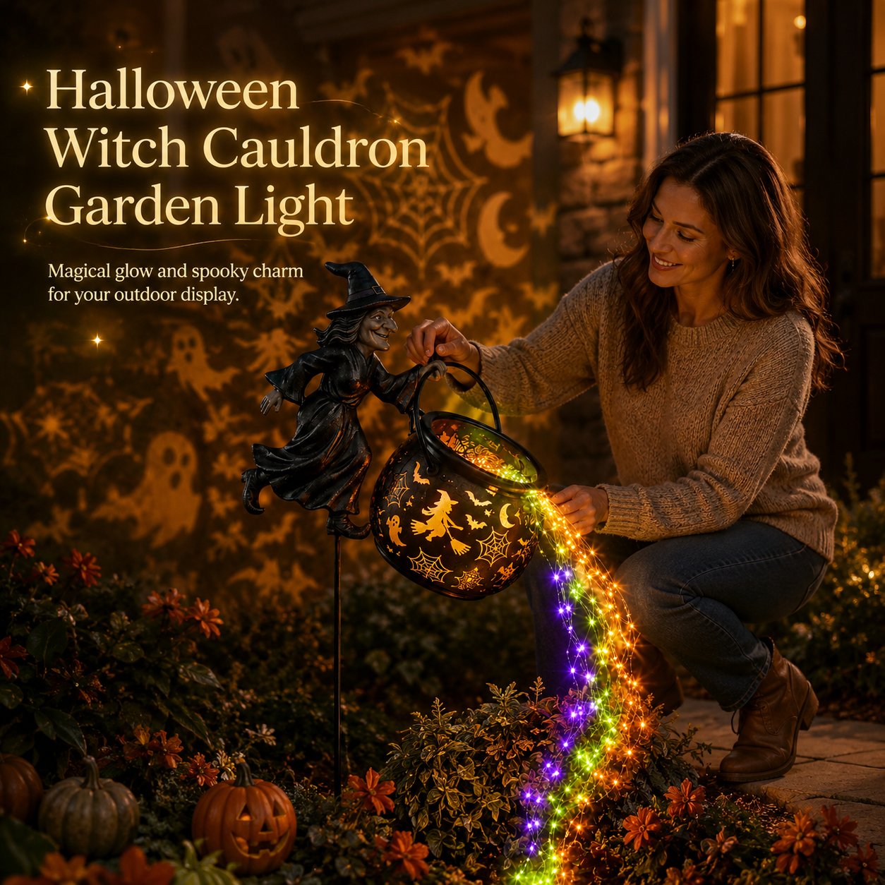 🌟2026 NEW HOT SALE 49% OFF🎃 Halloween Witch Cauldron Cascading Garden Light 🔮