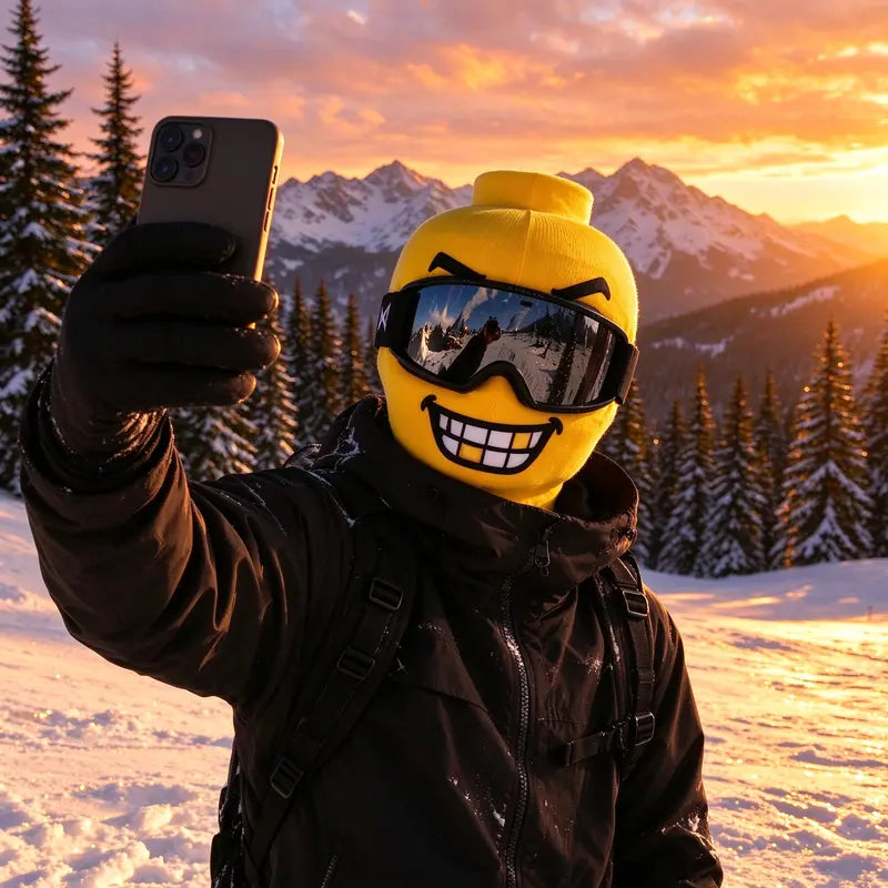 Funny smile ski mask winter selfie