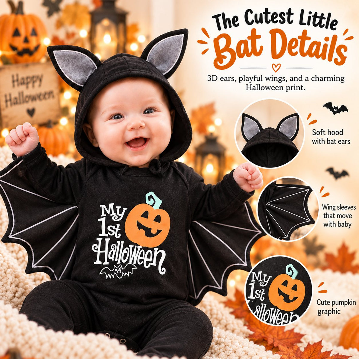 🎃🦇Baby's 1st Halloween Bat Costume Set