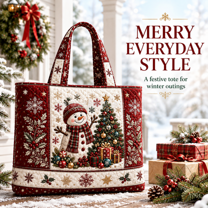 ⚡ LIMITED TIME: 50% OFF 🎄 Quilted Christmas Shoulder Tote Bag – Festive Holiday Shopping Bag 🎁