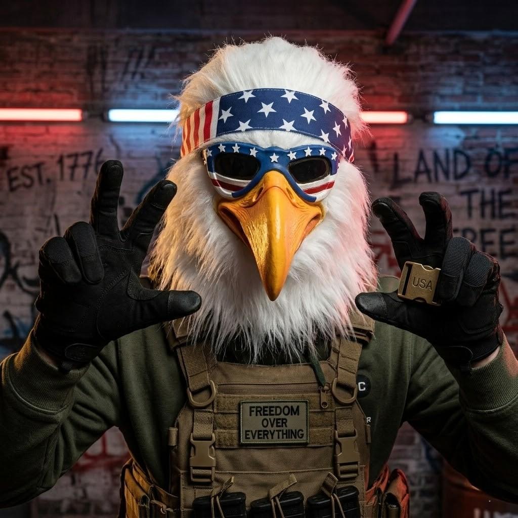 🔥🇺🇸 Be The Focus! Realistic Latex Eagle Mask with Patriotic US Flag Headband 🦅