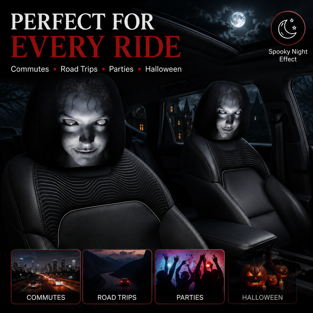 😈 2 Pcs Gothic Devil Eye Car Covers: Washable & Universal Fit 🚗