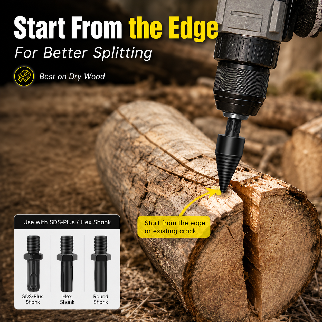 🔥 Heavy-Duty Firewood Splitter Drill Bit Set – Split Logs Faster with Less Effort