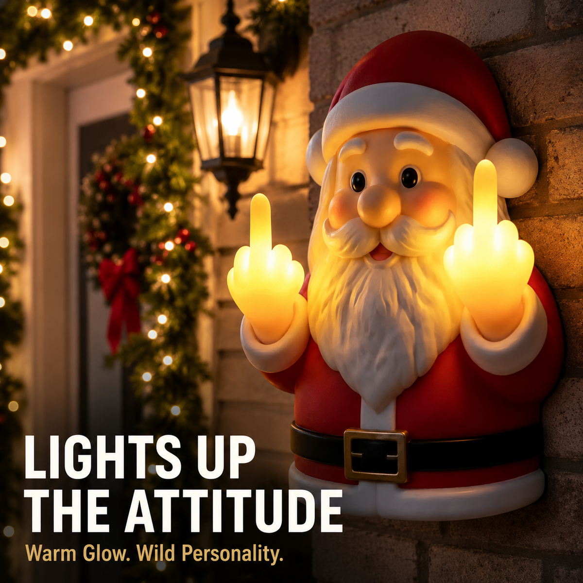 🎅 Cheeky Lighted Santa Wall Decor – Funny Holiday Humor 💡