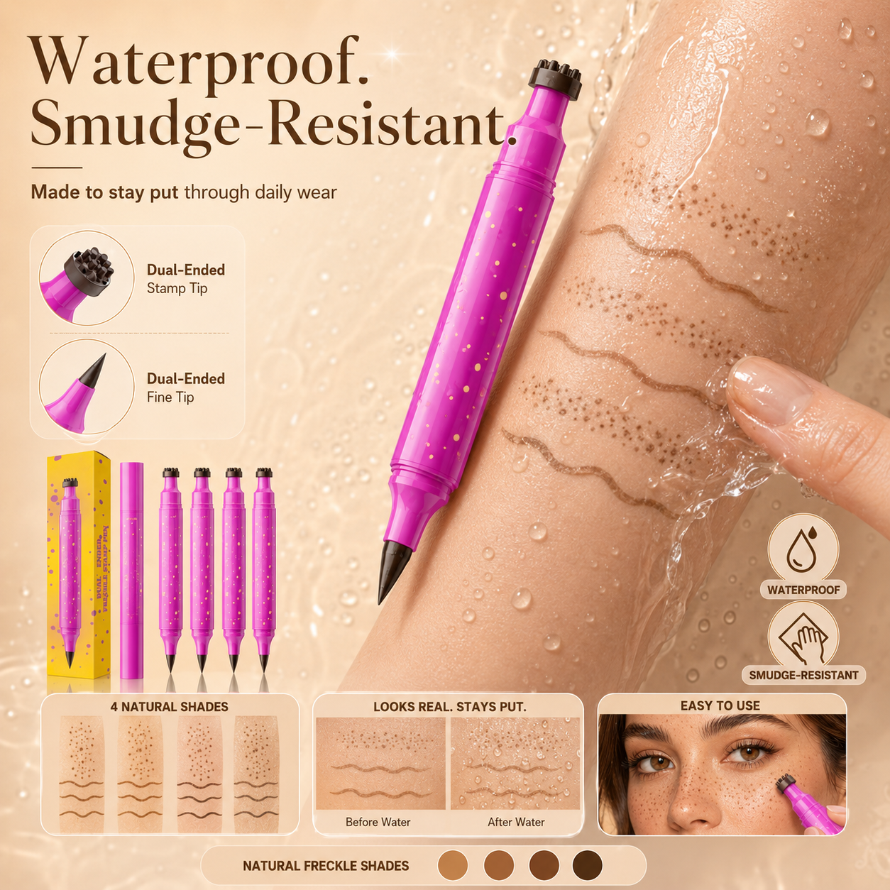 ✨ Dual-Ended Freckle Stamp Pen – Natural Faux Freckles & Beauty Marks in Seconds